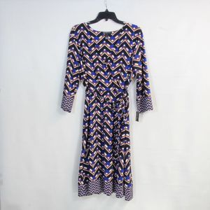 INC International Concepts Moody Blue Zig Zag Ribbon Midi Dress Size 1X NWT